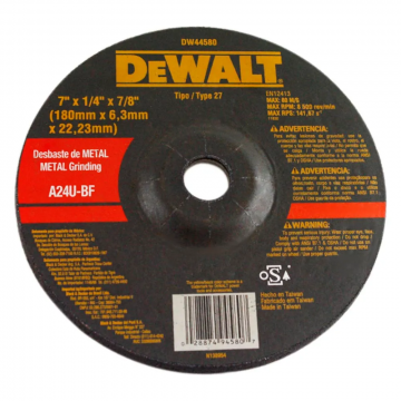 Disco de Desbaste para Metal 7" x 1/4" x 7/8" DeWALT
