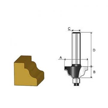 Fresa para Moldura em Onda com Rolamento HT 1/4