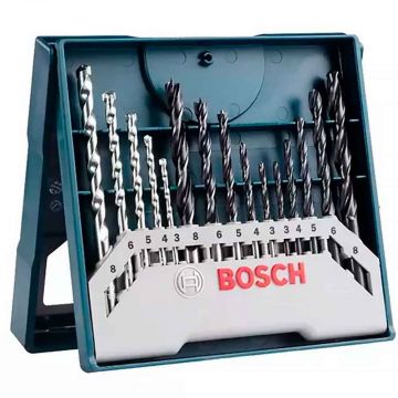 Kit de 15 Brocas Para Concreto, Metal e Madeira Mini X-Line 3,0 a 8,0mm Bosch 2607017504