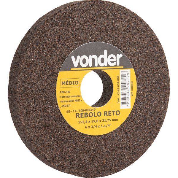 Rebolo Reto Médio 6" x 3/4" Vonder