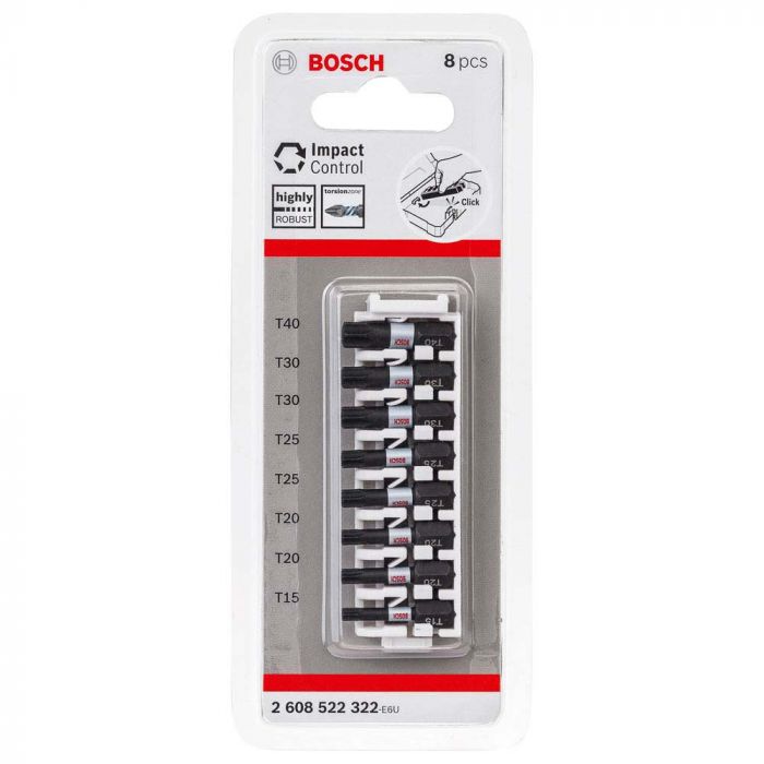 Jogo de Bits Impact Control Torx 25mm com 8 Unidades - Bosch 