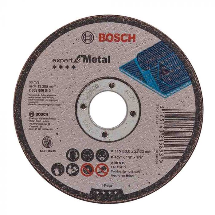 Disco de Corte para Metal 115x3,0mm - Bosch  2608600510