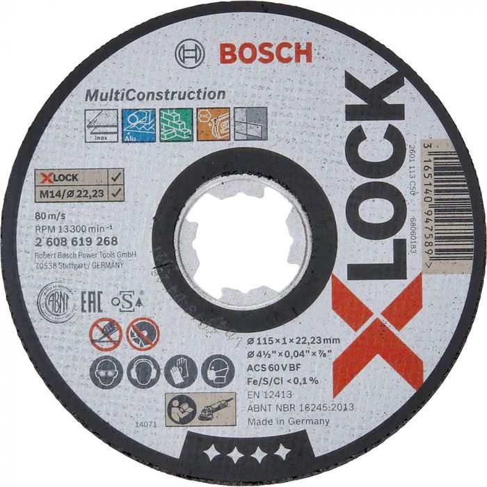 Disco de Corte Reto MultiConstruction 115 x 1,0mm Bosch 2608619268