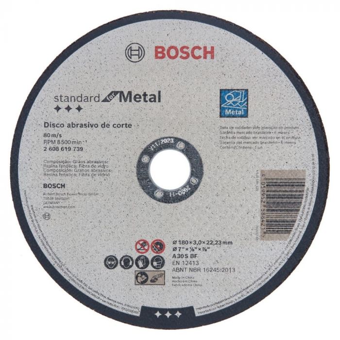 Disco de Corte para Metal 180mm x 3mm Bosch 2608619739