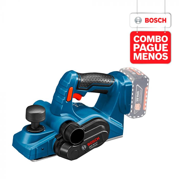 Combo Pague Menos Bosch 18V - Lanterna GLI 18V-1900, com 1900 Lúmens + Plaina GHO 18V-LI, em Maleta com 2 baterias 1 carregador BIVOLT GAL 18V-20 e 1 bolsa de transporte COMBOBOSCH305