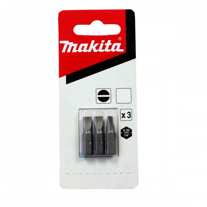 Pacote C/ 3 Pcs Bits Fenda 25mm SL0.6x4.5 Makita B23525